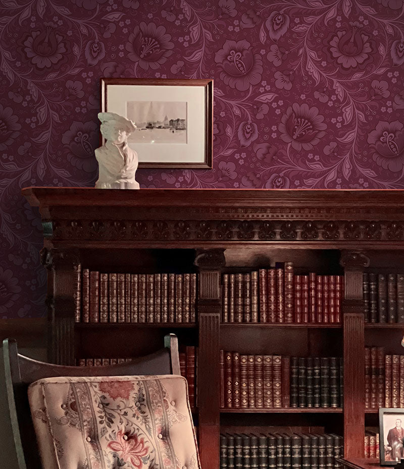 Juliette Burgundy Wallpaper
