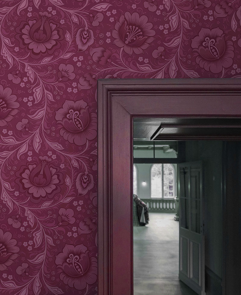 Juliette Burgundy Wallpaper
