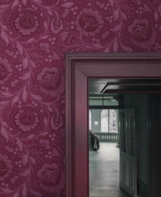 Juliette Burgundy Wallpaper