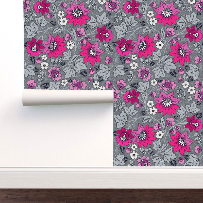 Pink And Grey Wallpaper | Olenka Design