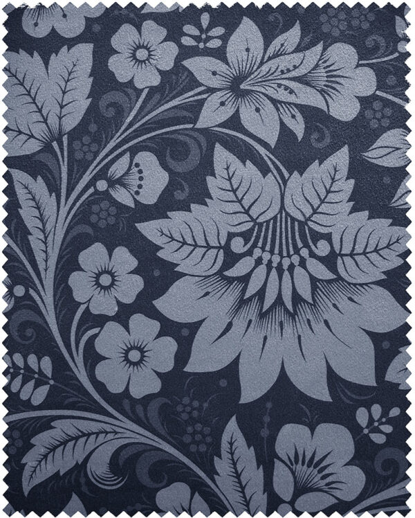 Navy floral velvet fabric swatch