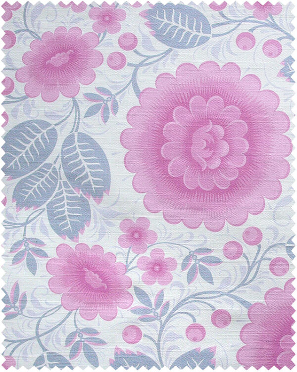 Pastel pink floral linen fabric swatch