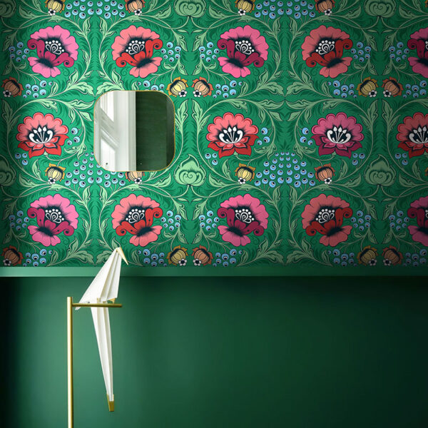 green floral wallpaper